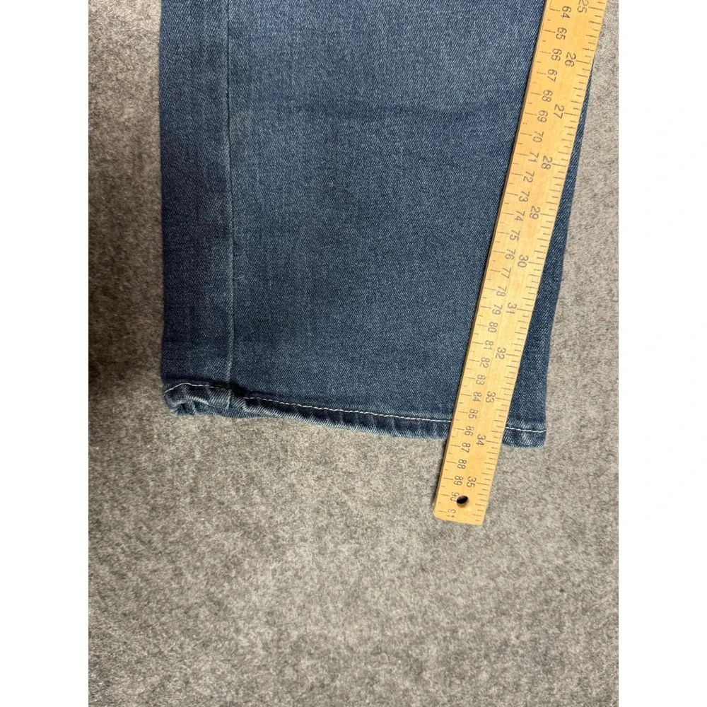 True Religion Ricky Relaxed Straight Jeans Mens 42 Blue Denim Neon‎ Green Stitch